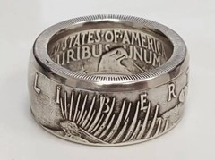 Vintage Locomotive Coin Ring Antique Silver Tone Handmade Classic Jewelry