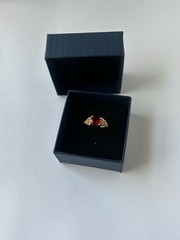 Vintage Red Cubic Zirconia Ring Gold Plated Womens Size 7