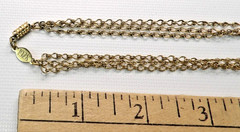 Vintage 1928 Porcelain Floral Photo Locket Pendant Goldtone 3 Strand Chain 35″