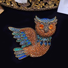 Vintage Blue Rhinestone Bird Brooch Sparkling Crystal Flying Bird Pin