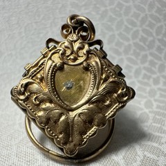 Gold Tone Engraved Square Photo Locket Pendant No Stone Unisex Adults
