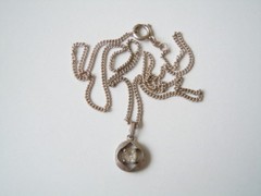 925 Sterling Silver TEKA Pendant Small Stone + 835 Silver Chain 4.1 g / 41 cm