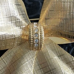 Lot of Two Gold Tone Bow With Stones Round Spiral Textured Pin Back Brooch