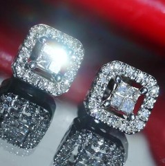10k w/gold earrings 0.25ct natural diamond invisible set screwback 1.60gr N3650