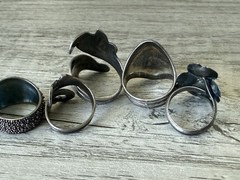 LOT Vintage Taxco Sterling Silver 925 Wrap Dogwood Chunky Rings No Stones 28g
