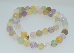 Large Hand Strung Chunky Quartz and Amethyst Beaded Necklace