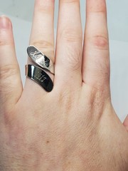 Vintage Antique Nickel Silver Wrap Ring Engraved Louise 1917 Sz 6