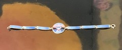Kristian Hestenes Norway Guilloche Enamel Sterling Silver Scene Bracelet Vintage