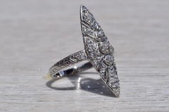 Antique Art Nouveau Style LabCreated Diamond Art Deco Engagement 14K GoldFN Ring
