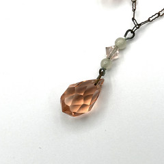 Art Deco Pink Necklace Paper Clip Chain 16″ Antique Jewelry