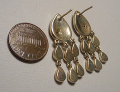 Beautiful Sterling & Opal Mosaic Pierced Earrings w Triple Drops post style