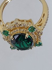 JTV Designer BBJ Gold over Sterling 925 Green Cubic Zirconia Ring Size 5