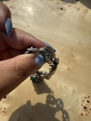 Vtg 800 Silver Etruscan Mariner Link Bracelet Green Tourmaline Lantern 28g 7″