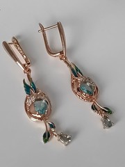 Vintage 1990-s 14 Ct Rolled Gold Aquamarine Zircons Earrings – Hallmarked 585 RG