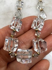 Antique VTG Art Deco Gold Filled Rhombic Graduated Cut Crystal Glass Necklace