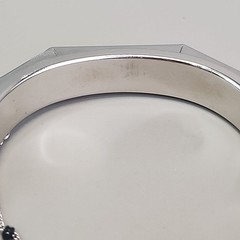 Vintage Hinged Bangle Bracelet Octagon Silver Tone Hong Kong Safety Clasp 6.5″