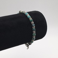 Silver Schark Handmade Sterling Silver & Turquoise Chunk Bead Bracelet 7” #25