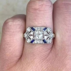 Art Deco Style East West Wedding Ring 2.0 Ct Lab Created Diamond 14k White Gold