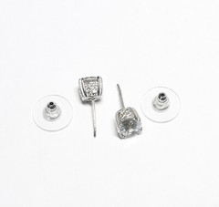 Pair 1.00ct TW Sterling Silver Unique CZ Stud Pierced Earrings