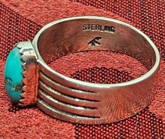 Vintage Turquoise & 925 Silver Ring Size 6-3/4 Signed