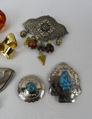 Lot of 10 Vintage Brooches plus 2 Button Covers, Various Styles and Colors