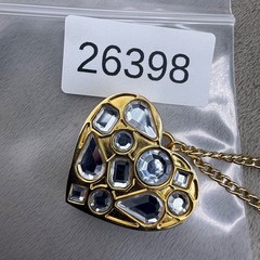Juicy Couture Necklace Heart Empty Solid Rhinestone Gold Tone 42”
