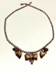 RARE Delizza & Elster JULIANA Butterscotch Carmel AB Rhinestone Choker Necklace