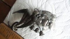 Vintage Antique BROOCH, PIN Sterling Silver Flower 3-1/8″