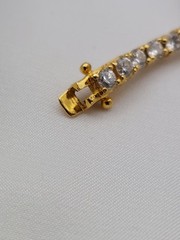 Vintage 14k Gold clad Sterling 3.00ct Crystals Tennis Bracelet 6.5″ – 9.3 grams