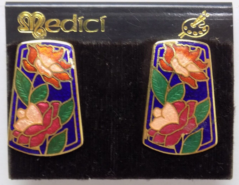 MEDICI – FLORAL DESIGN ENAMAL CLIP-ON EARRINGS