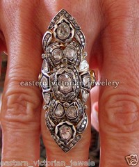 1.91ctw Genuine Old Mine Rose Antique Cut Diamond Silver Victorian Ring Jewelry