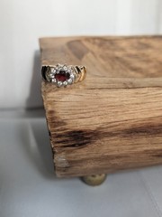 Vintage Costume Faux Gold Ruby Diamond Ring Size 10