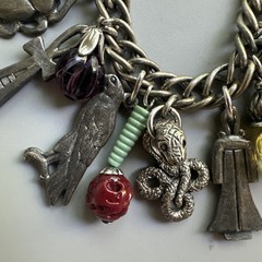 Napier Multi Charms Silver Chain Bracelet 7in. Massive! Charms 1.5in