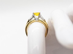 Scott Kay $12,000 5ct Natural Yellow Sapphire Diamond 19k Yellow Gold Ring SET