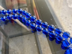 Beautiful vtg art deco Cobalt blue art glass necklace 52″ Hand Knotted