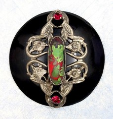 FANTASTIC VINTAGE ART DECO ~ CZECH ~ ART GLASS ~ METAL & EARLY PLASTIC ~ BUTTON