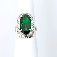 Vintage Luxury RING Silver 925 with Chic Big Bright Stone -size: 9US (19mm)| #53