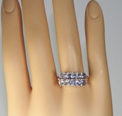 VINTAGE 1980’S 14K GOLD 3 CARAT TANZANITE DIAMOND WIDE BAND RING