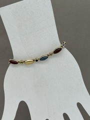 VTG Joan Rivers Egg Link Bracelet Set, Signed Multicolor Enamel Egg Bracelets