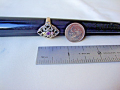 VTG 1970s AMETHYST CITRINE PINK TOPAZ W/ MARCASITE STERLING SILVER 925 RING SZ 7