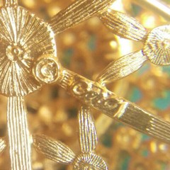 Vintage Gold Tone Pin Brooch Signed Cora Approx 2 inch wide x 1 inch tall Nice!