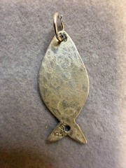 Vintage Fish-Shaped Ancient Symbol 925 Sterling Silver Charm Pendant 6035