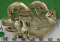 VTG AJC Brooch Pin Queen of Hearts Royal Flush Chips Dice Goldtone Enamel &Bonus