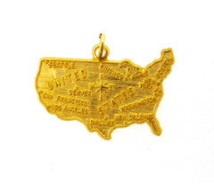 Charm JMS 12K Gold Fillled 48 United States Map Traditional USA