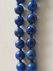 Vintage 19″ Natural Lapis Lazuli Bead Necklace – 14K Gold Clasp – Hand-Knotted