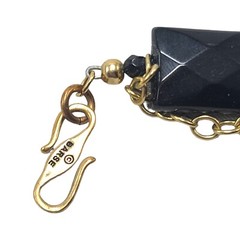 Barse Designer Necklace Gold Tone Onyx Smokey Quartz Brown Pearl 25.25in
