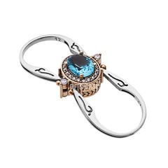 Turkish Reversible Oval London Blue and White Topaz 925 Sterling Silver Ring