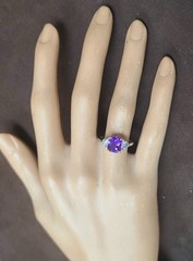 14K White Gold Engagement Ring 2.51CT.Natural Purple Sapphire Cushion GIA Cert