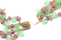 Gorgeous Patte De Verre French Couture Green Purple Acrylic Beads Necklace