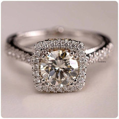 3Ct Round Lab Created Diamond Art Deco Engagement Her Ring 14K White Gold Plated